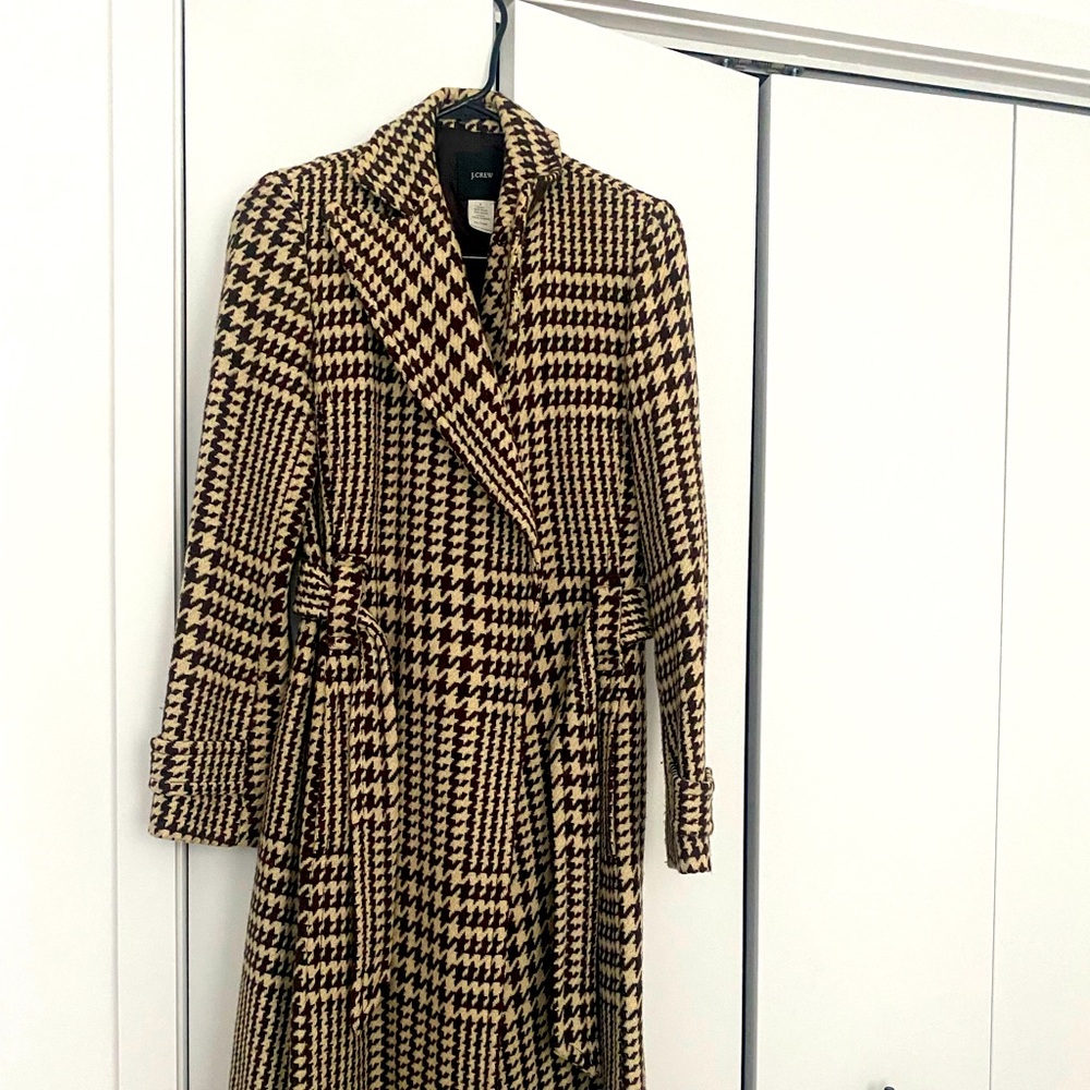 J Crew Houndstooth Wool Coat (US Size 2)